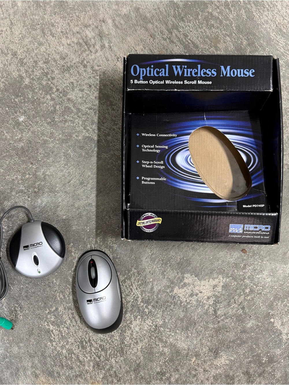 NOS Micro Innovations PD745P Optical Wireless Mouse Windows XP - Picture 2 of 8